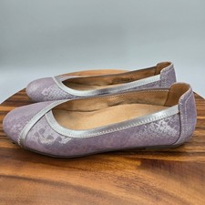Vionic Caroll Ballet Flats Women's 8 Pewter Lavender Snake Print Leather Shoes