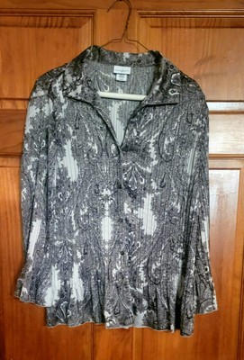 Woman's Jaclyn Smith Top Blouse Large Gray