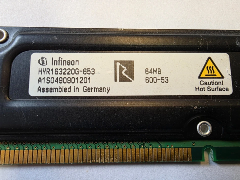 Infineon Non-Ecc PC600-53 HYR163220G-653 Rimm Memory 64MB #B-462-22 - Image 3 of 3