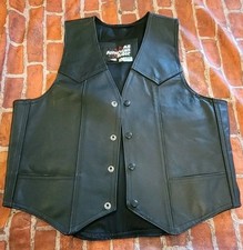 All American Rider Men s Medium Black Genuine Leather Biker Motorcycle Vest