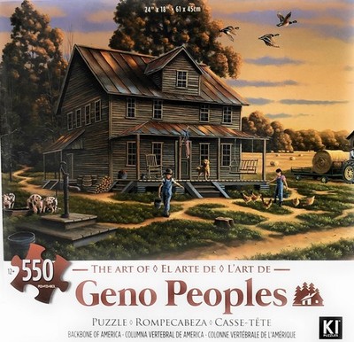 Geno Peoples Backbone Of America 550 Piece Jigsaw Puzzle Farm Dog Chicken 500