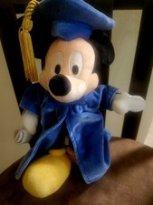 DISNEY MICKEY MOUSE VINTAGE GRADUATION PLUSH WITH BLUE CAP AND GOWN AND TASSEL