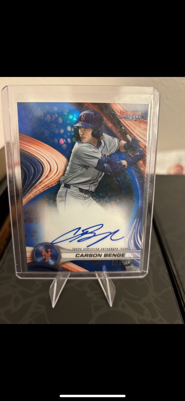2024 Bowmans Best Carson Benge Blue Refractor Auto /150 Mets