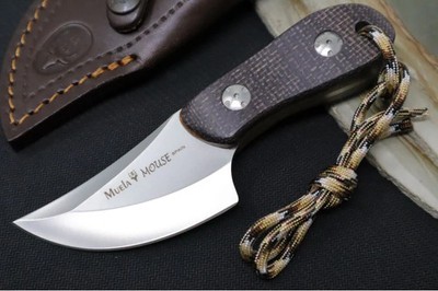 Muela Knives MOUSE-7M Fixed Blade - Brown Jute MIcarta Handle / Leather Sheath