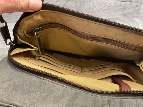 DULUTH TRADING CO Bag Oil Cloth & Leather Shoulder Crossbody Organizer Sling - Picture 10 of 14