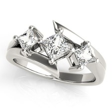 Best Offer! 2Ct DE/VS Lab Grown Princess Cut Trilogy Engagement Ring in Platinum