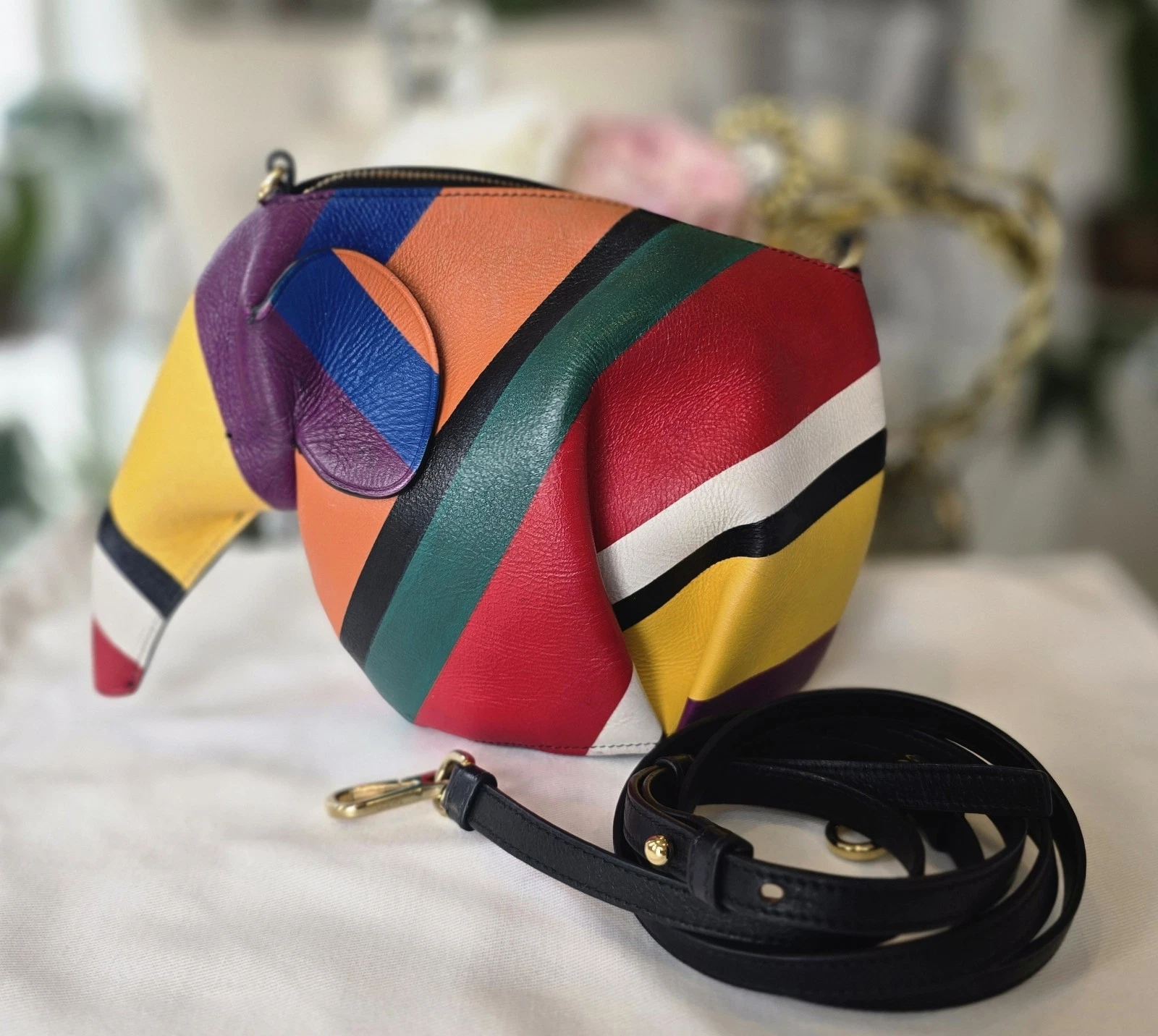 Loewe — LOEWE Elephant Bag Multicolor Striped Mini Shoulder Bag