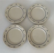 Longaberger Pottery Woven Traditions 7" Bread Plates Classic Blue Set Of 4