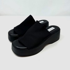 NWOT Steve Madden Slinky30 Platform Slides Sandals 7 Black Y2K Made in Italy