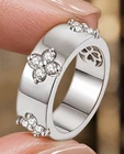 Round Moissanite Flower Ring 925 Sterling Silver Lab Diamond Alternative Size 7