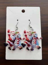 Santa the Snowman Earrings Brand New Dangle Earrings Winter Holiday Christmas