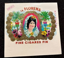1880 Usa(French Style) Imported Cuban Cigar Label All Havana La Florena Fine Fin