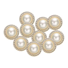 10pcs Gold White Pearl Buttons 18mm 0.51" Height Sewing Button Style U