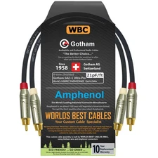 1.5 Foot RCA Cable Pair - Gotham GAC-1 Ultra Pro - Low-Cap (21pF/ft) Audio In...