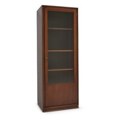 Schmale Vitrine Mahagoni Mid-Century Art Deco um 1955 Aktenschrank rechts 2v2