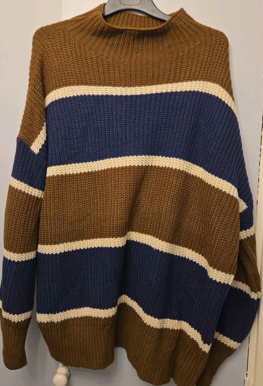 Women's Brown & Blue Striped Ju.per Shein Size 60 Inch Chest Great Condition