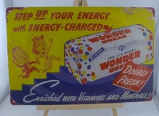 Wonder Bread Retro Kitchen Metal Tin Sign Energy Charged Bread Decor Imperfect