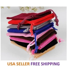 Black Velvet Drawstring Velour Gift Pouches Ring Jewelry Bag Wedding Red Favors