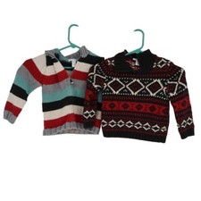 Janie and Jack Bundle of 2 Fair Isle Striped Sweaters Size 3T Zip Up Turtleneck