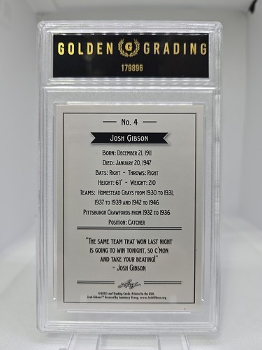2012 Leaf Josh Gibson #4 Golden Grading ๐ Come nuovo 10 L๐k! - Foto 3 di 3