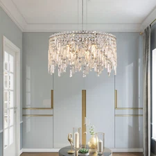 Luxury K9 Crystal Chandelier Round Lamp Pendant Dining Fixture Ceiling LED Light