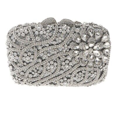 Silver Tone Metal Rhinestone Crystal Clutch Evening Bag Silver Tone Metal Rhinestone Crystal Clutch Evening Bag