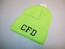 Chicago Fire Department Hat Navy Block Letter Beanie Neon Yellow 12"
