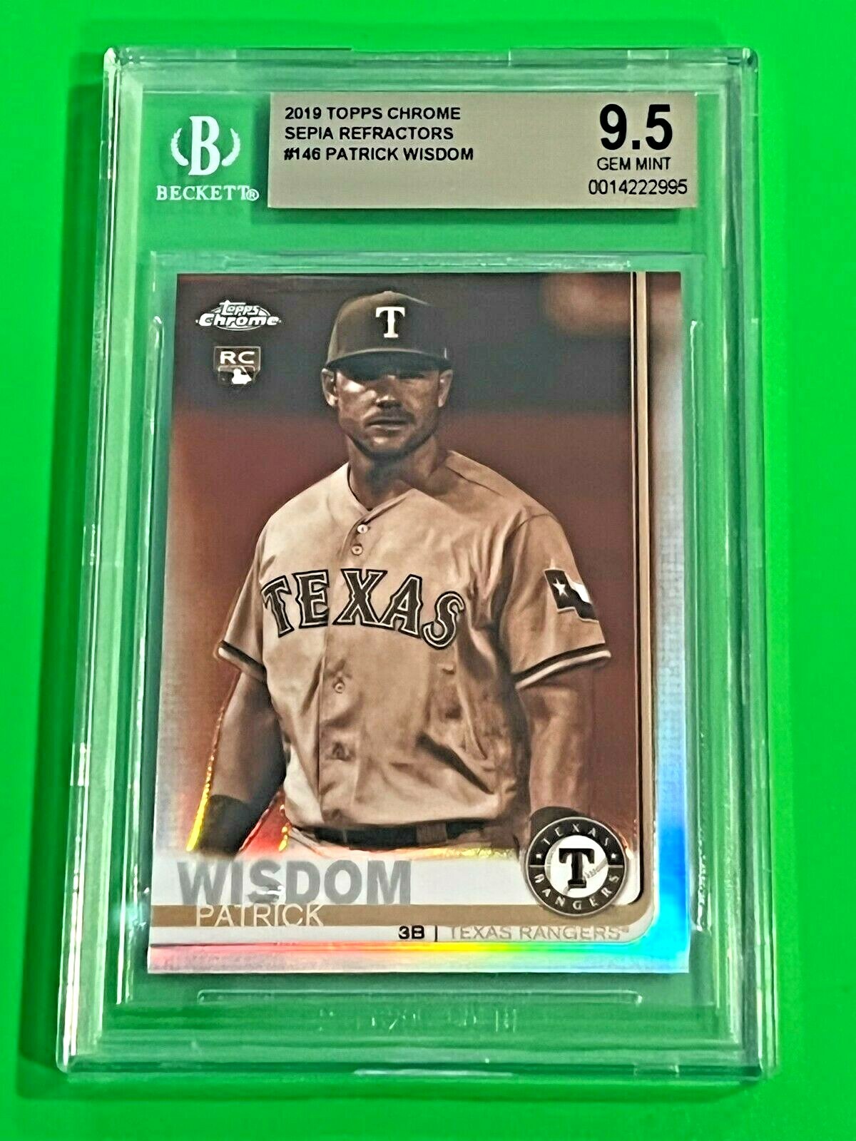 Patrick Wisdom 2019 Topps Chrome SEPIA REFRACTORS RC #146 BGS 9.5 Cubs**POP 2**