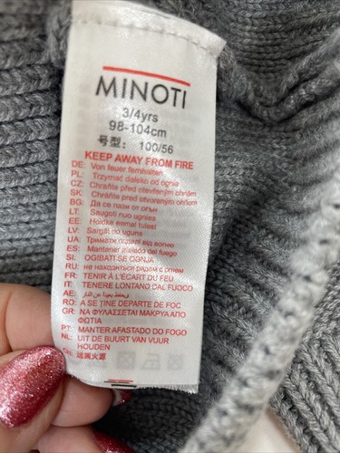 Little Boy’s Grey Sweater Crew Neck Long Sleeves 3-4 Yrs Diamonds By Minoti - Picture 8 of 12