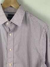 GAP PREMIUM CLASSIC FIT MENS BUTTON-UP DRESS SHIRT PINK/BLUE STRIPED EXCELLENT M