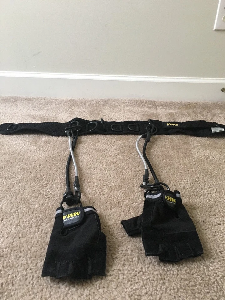 Cinturón de levantamiento de pesas negro Golds Gym con guantes entrenamiento de fuerza ejercicio Foto 4 de 4