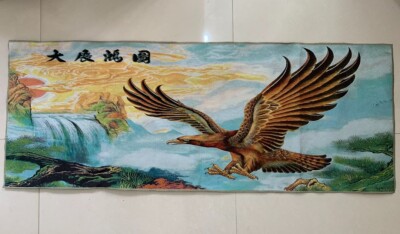 63 Decor Inwrought Cloth Silk Embroidery eagle spreads its wings Mural Tapestry