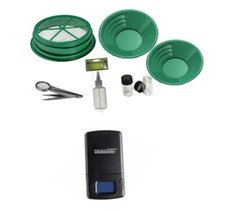 Xmas Special 7pc Green 1/2" Large Gold Classifier Screen Gold Pan Panning Kit