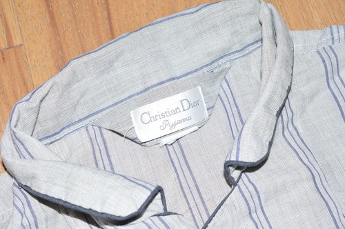 Christian Dior Pajama Set Striped Men's Cotton Pants Button Up Shirt Pockets XL - Picture 3 of 11