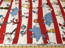 The Cat In The Hat Striped Dr. Seuss 100 cotton fabric sold by the yard 2013