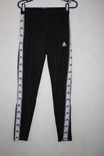 Adidas Women's Sz XS ClimaCool Track Pants Black with Spell Out Leg Stripes
