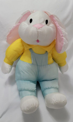 Stuffed Silver Rabbit VTG International Silver Co. Parachute Bunny Rabbit Nylon Plush Stuffed ...