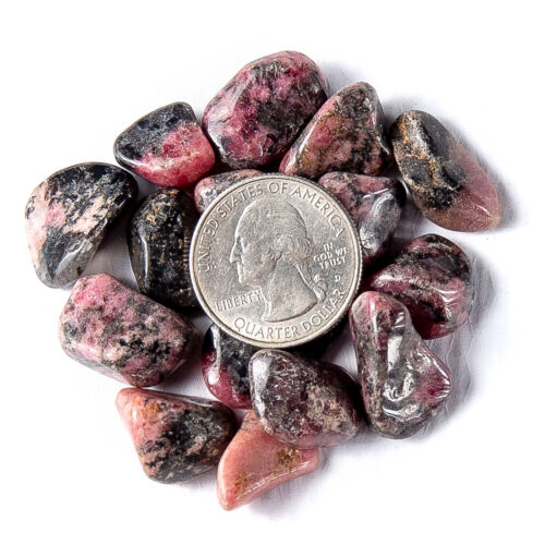 1/4 lb Tumbled Rhodonite Gemstone Crystals 30-45 Stones Pink Gem Rock Specimens - Bild 2 von 6