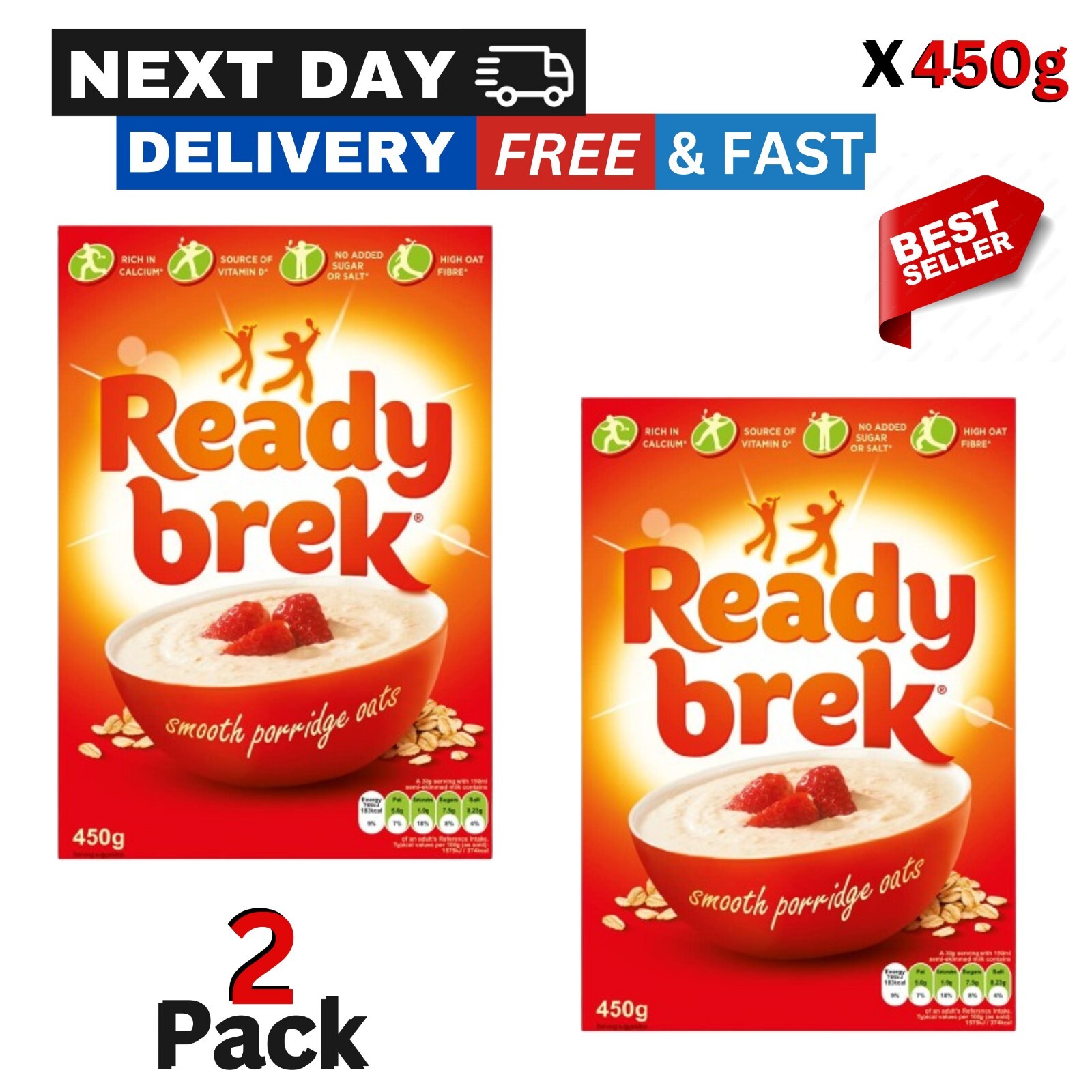 Ready Brek Smooth Porridge Oats Original, 1, 2 & 3 x 450g eBay