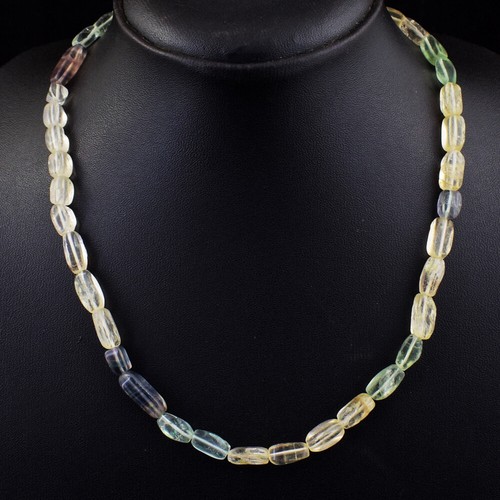 Earth Mined 134.00 Cts Multicolor Fluorite Untreated Beads Necklace NK 33E35