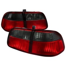 For 99-00 Honda Civic Sedan 4 Door Si Style Red Smoked Tail Light Outer Inner