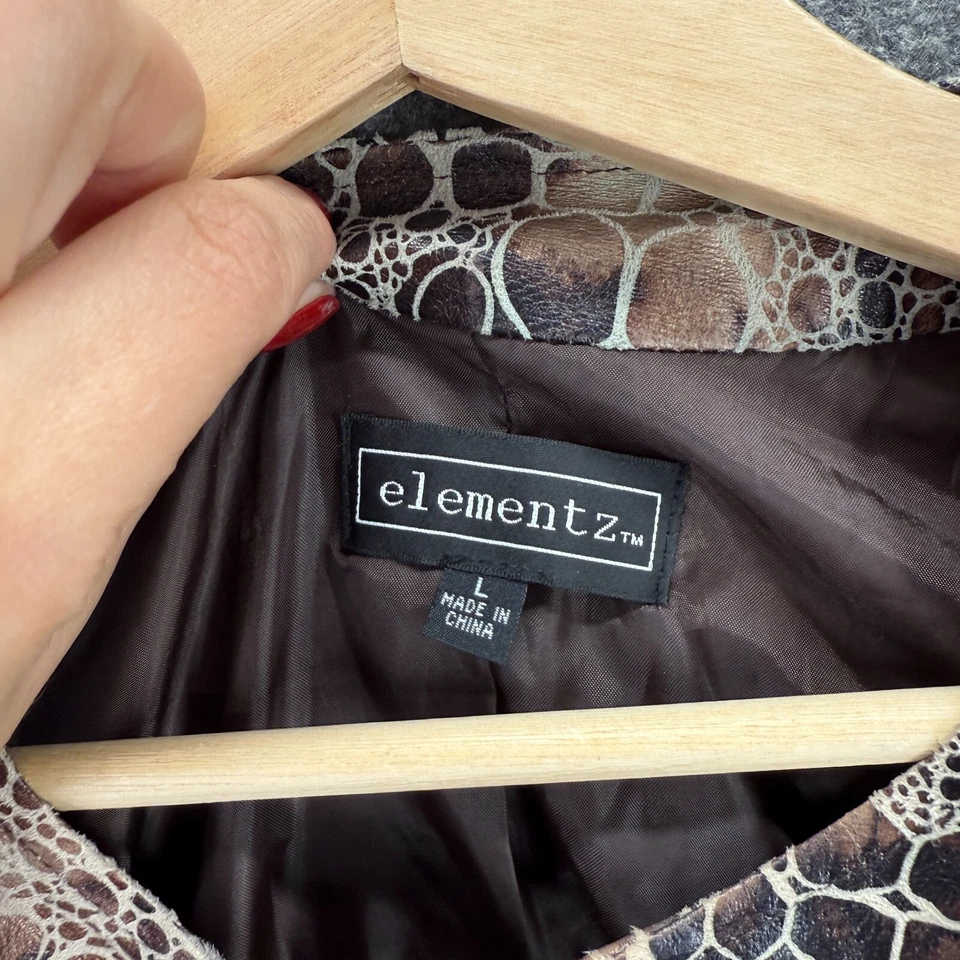 Elementz Jacket Women L Large Black Animal Print Full Zip Long Sleeve Lined - Image 4 of 4