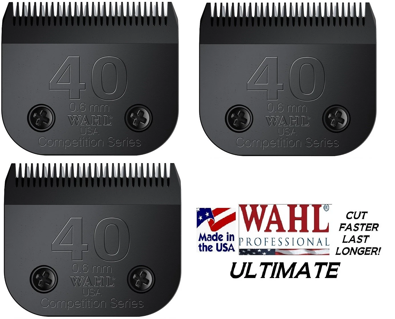 3-WAHL ULTIMATE COMPETITION 40 BLADE*Pet Grooming Fit Many Oster,Andis Clippers