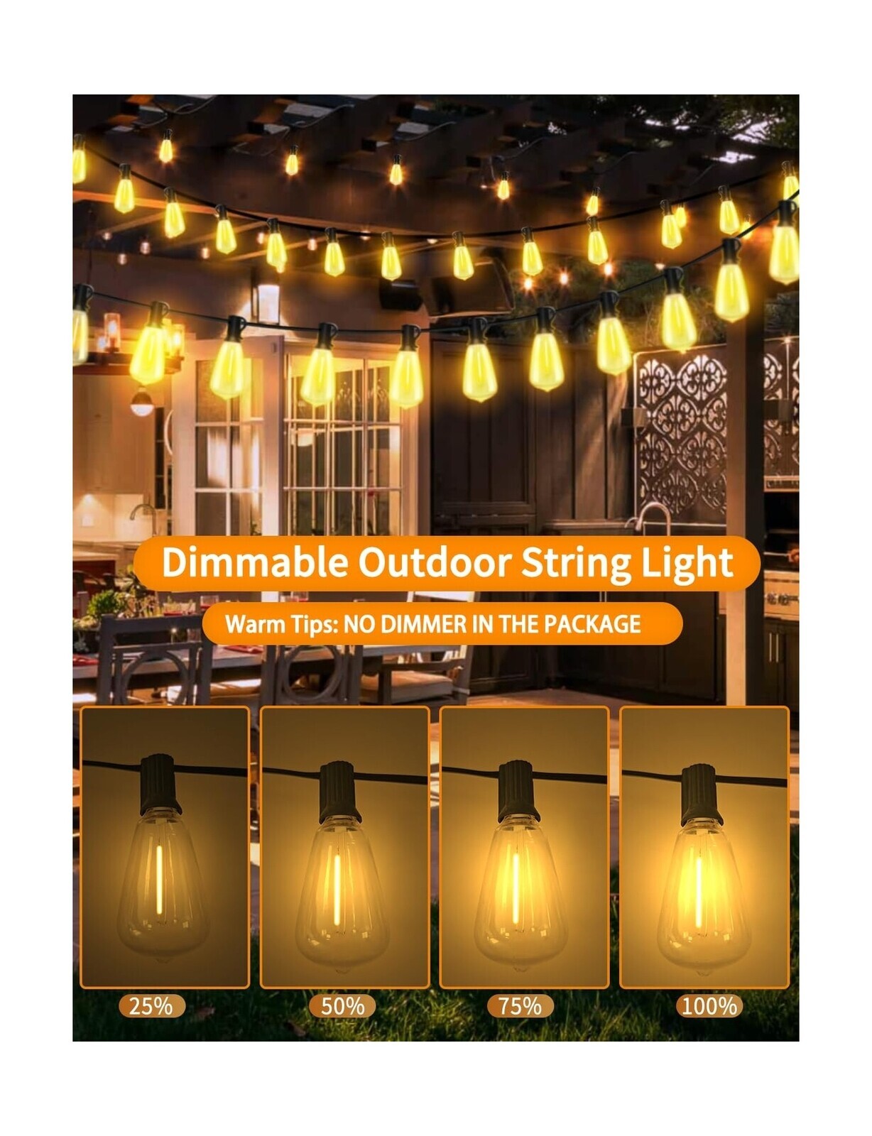LED Outdoor String Lights 400ft Shatterproof Patio Lights with 212 Waterproof...