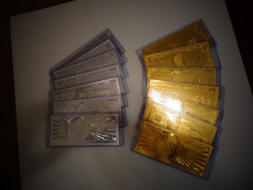 *14 *GOLD &SILVER DOLLAR BILL SET $1-2-5-10-20-50-100 & EACH IN PVC BILL HOLDER - Picture 11 of 11