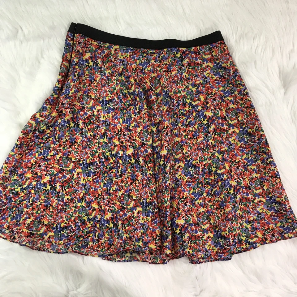 Falda oscilante floral de seda para mujer CATHERINE MALANDRINO talla 10 cremallera lateral Foto 2 de 4