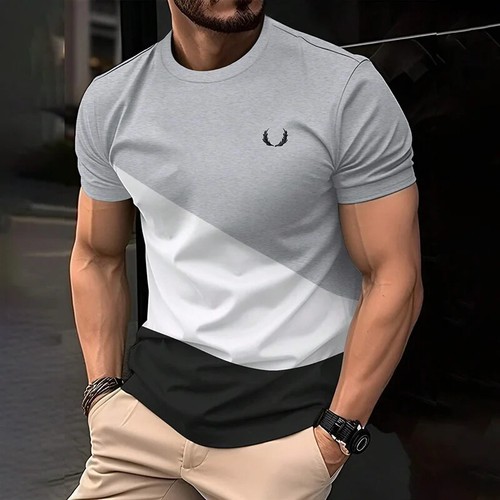 Einfache Kontrastfarben T-Shirts für Herren Mode Sommer Kurzarm 3D - Bild 5 von 35