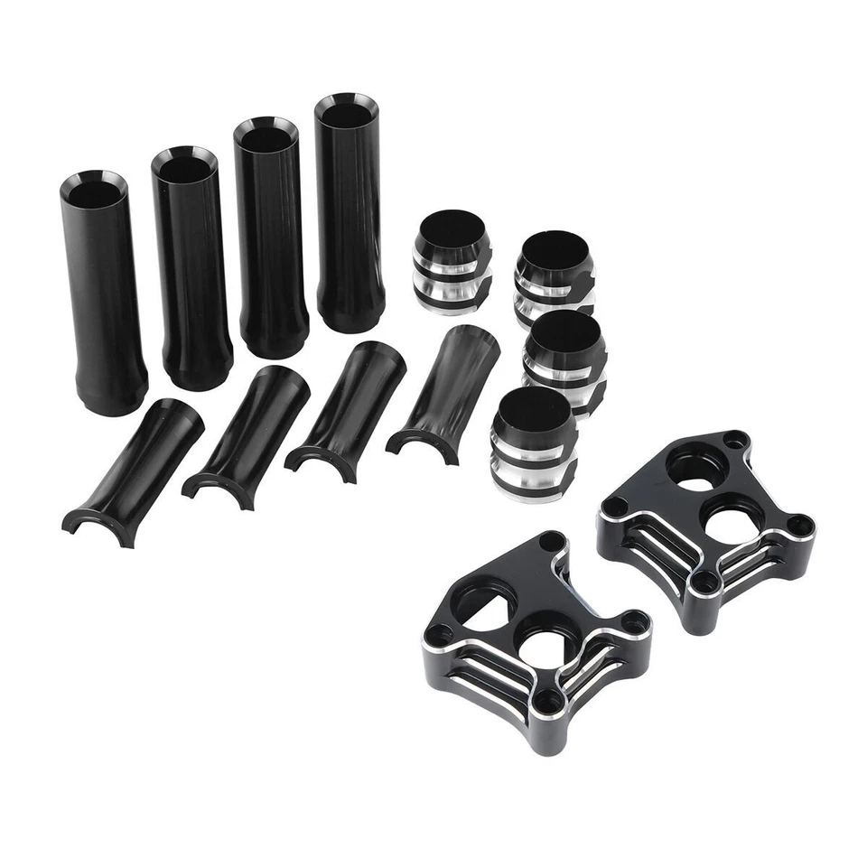 Cubiertas de varilla de empuje y elevador delanteras traseras aptas para Harley Electra Glide Twin Cam Fatboy Foto 2 de 4