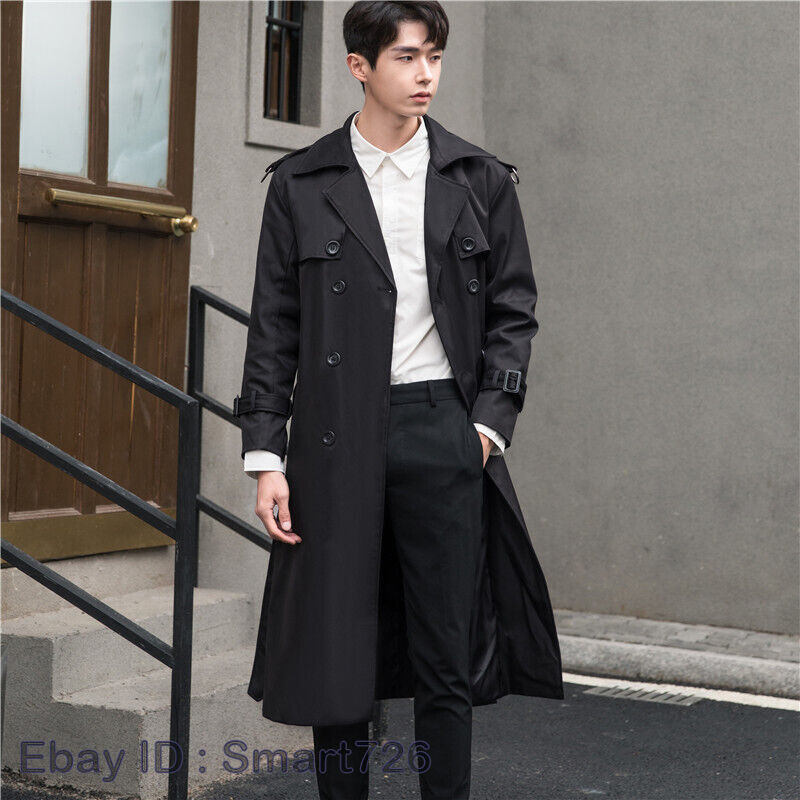 Mens Spring/Autumn British Long Jacket Solid Color Trench Mens Spring/Autumn British Long Jacket Solid Color Trench