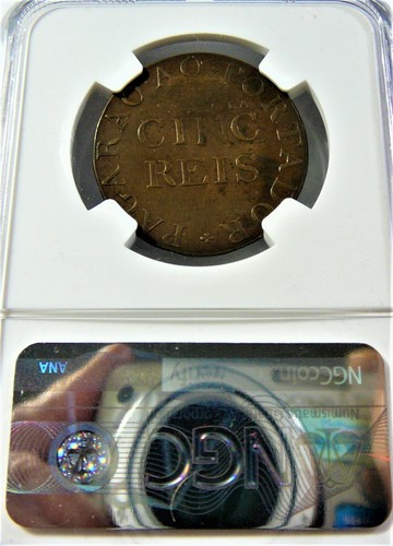 1802 Portugal Mediera F.I. Phelps, Page & Co. 50 Reis Token - NGC XF 45 BN - Picture 2 of 4